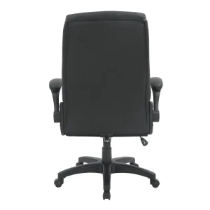 Techni Mobili Ergonomic Faux Leather Office Chair (Black) – Ultra-Padded Executive Desk Chair with Flip-Up Armrests, Height Adjustable, Tilt Control, and Smooth-Rolling Wheels