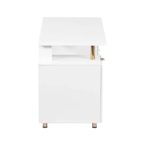 Techni Mobili - Elegant Executive Desk with Gold Accents - 3 Drawers- Cabinet with Adjustable Shelf - Ventilation - CD-4991D-WHT