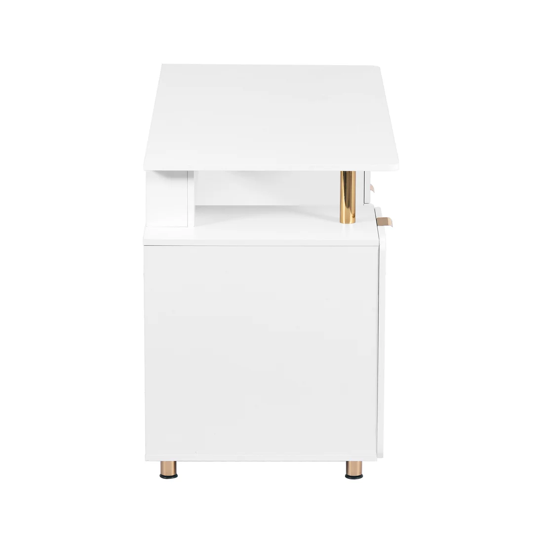 Techni Mobili - Elegant Executive Desk with Gold Accents - 3 Drawers- Cabinet with Adjustable Shelf - Ventilation - CD-4991D-WHT - Image 6