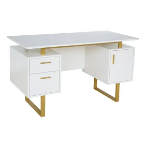 Techni Mobili - Modern Office Desk with Storage White / Gold