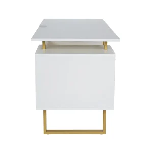 Techni Mobili - Modern Office Desk with Storage White / Gold