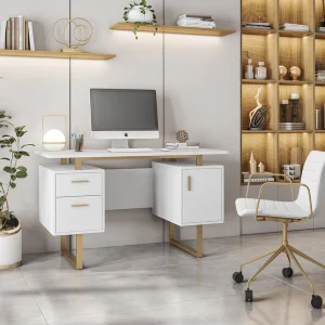 Techni Mobili Modern Desk with Storage - RTA-7002-GLD