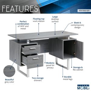 Techni Mobili Modern Office Desk with Storage