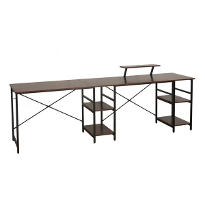 Techni Mobili - L-Shape Industrial Desk with storage shelves