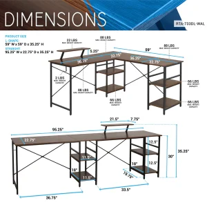 Techni Mobili - L-Shape Industrial Desk with storage shelves