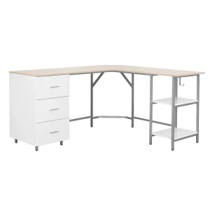 Techni Mobili - L-Shape Home Office Two-Tone Desk with Storage