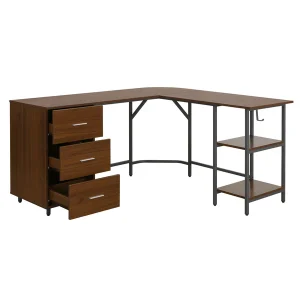 Techni Mobili - L-Shape Home Office Two-Tone Desk with Storage - CD-739DL