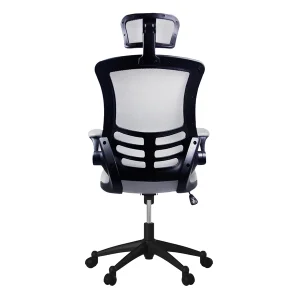 Techni Mobili Modern High-Back Mesh Executive Office Chair With Headrest And Flip Up Arms - Silver Grey