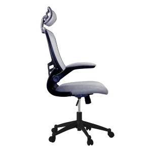 Techni Mobili Modern High-Back Mesh Executive Office Chair With Headrest And Flip Up Arms - Silver Grey