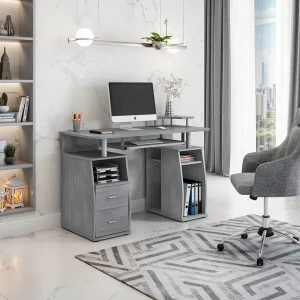 Techni Mobili - Dual Complete Computer Workstation Desk - Grey - CD-8211-GRY