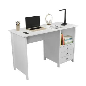 Techni Mobili - Contemporary White Desk with 3 Storage Drawers - CD-8407-WP-WHT