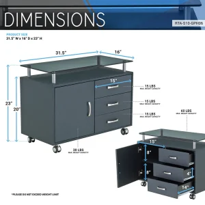 Techni Mobili Rolling Storage Cabinet - CD-S10-GPH06