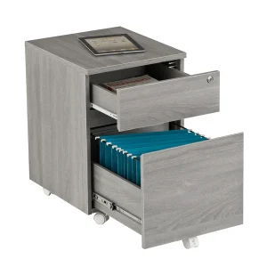 Techni Mobili - Rolling Two Drawer Vertical Filing Cabinet with Lock and Storage 