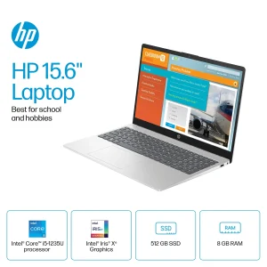 HP 15-FD0005DX Core i5-1235U 512GB SSD 8GB 15.6″ (1366×768) TOUCHSCREEN WIN11 NATURAL SILVER