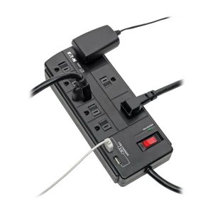 Eaton Tripp Lite Series 8-Outlet Surge Protector Power Strip with 2 USB Ports (2.1A Shared) - 8 ft. Cord, 1200 Joules, Black - surge protector - 1875 Watt