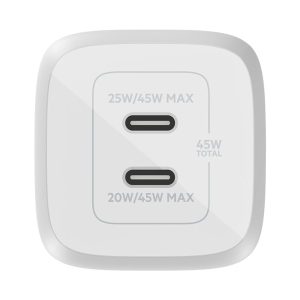 Belkin BoostCharge Pro power adapter - PPS and GaN technology - 2 x USB-C - 45 Watt