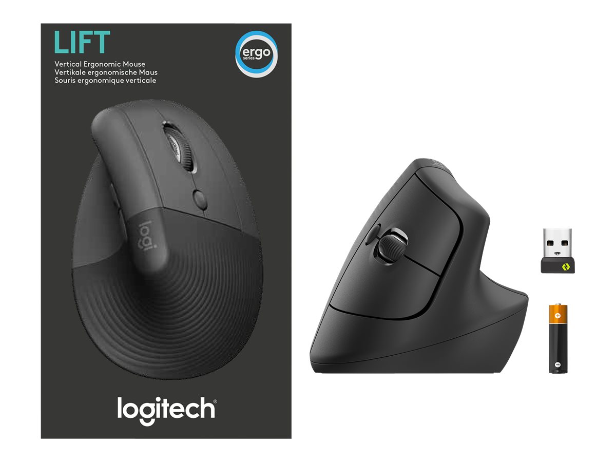 Logitech Lift Vertical Ergonomic Mouse - vertical mouse - Bluetooth, 2.4 GHz - graphite - Image 5