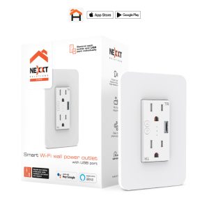 Smart Wi-Fi wall power outlet with USB port