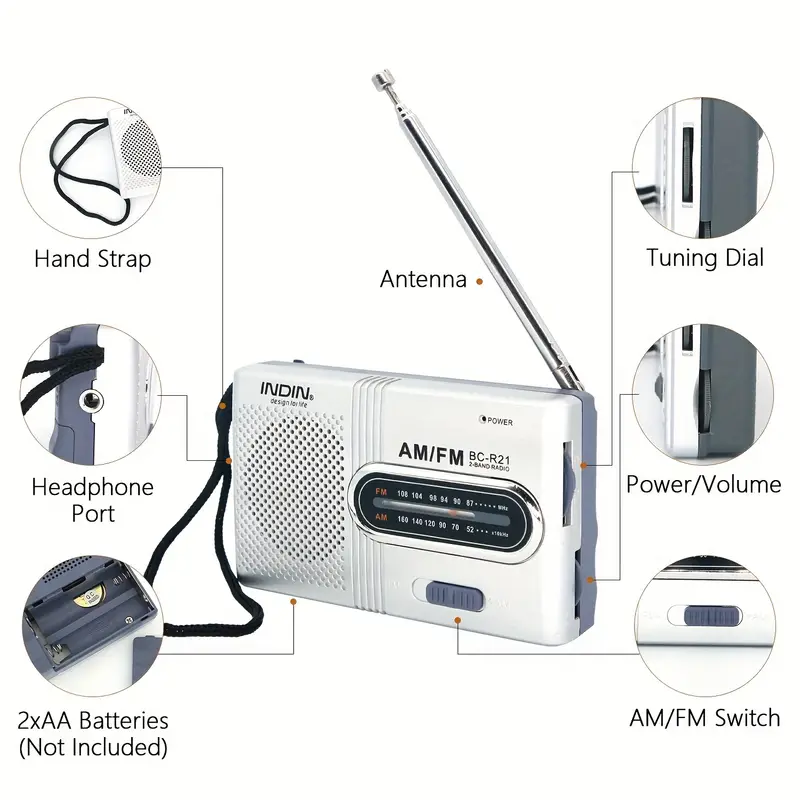 MT Radio AM/FM with USB Telescopic Antenna - Image 2