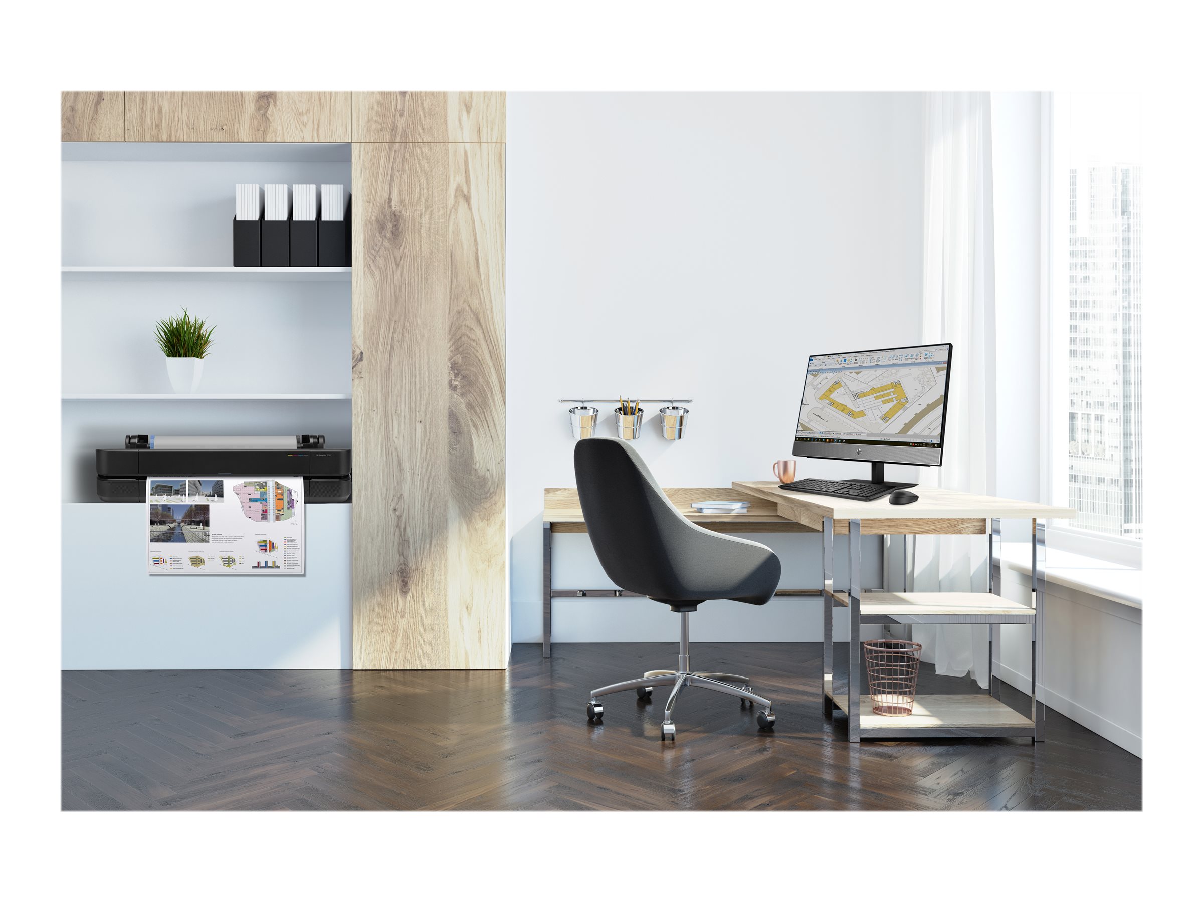 HP DesignJet T250 - 24" large-format printer - color - ink-jet - A1, ANSI D - 2400 x 1200 dpi - up to 0.5 min/page (mono) / up to 0.5 min/page (color) - USB 2.0, LAN, Wi-Fi - Image 5