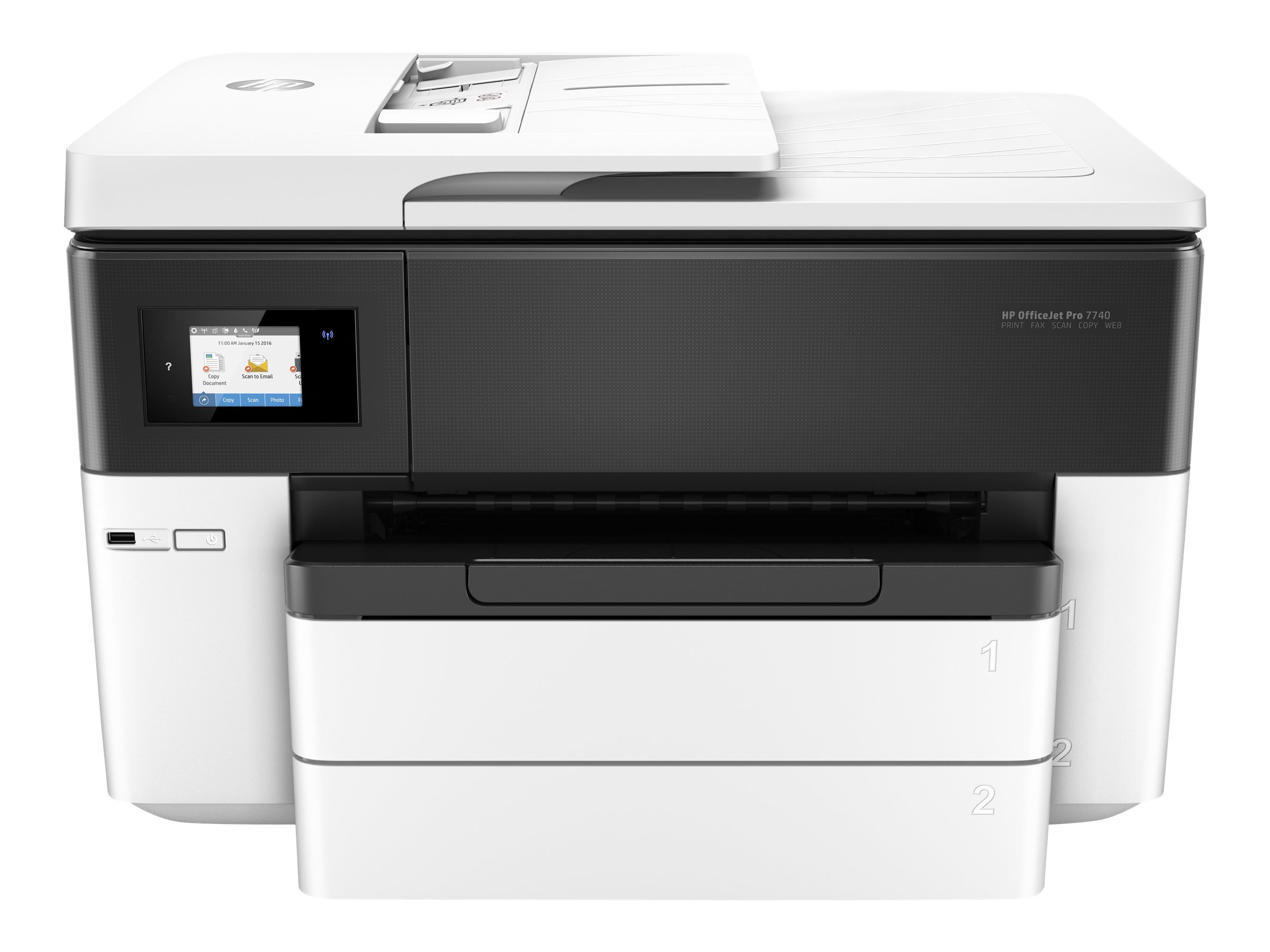 HP Officejet Pro 7740 Wide Format All-in-One - Multifunction printer - color - ink-jet -- USB 2.0, LAN, Wi-Fi(n), USB host - Image 2