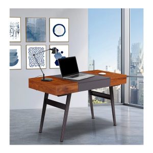 Techni Mobili Expandable RTA-1854 - table - rectangular - gray, mahogany