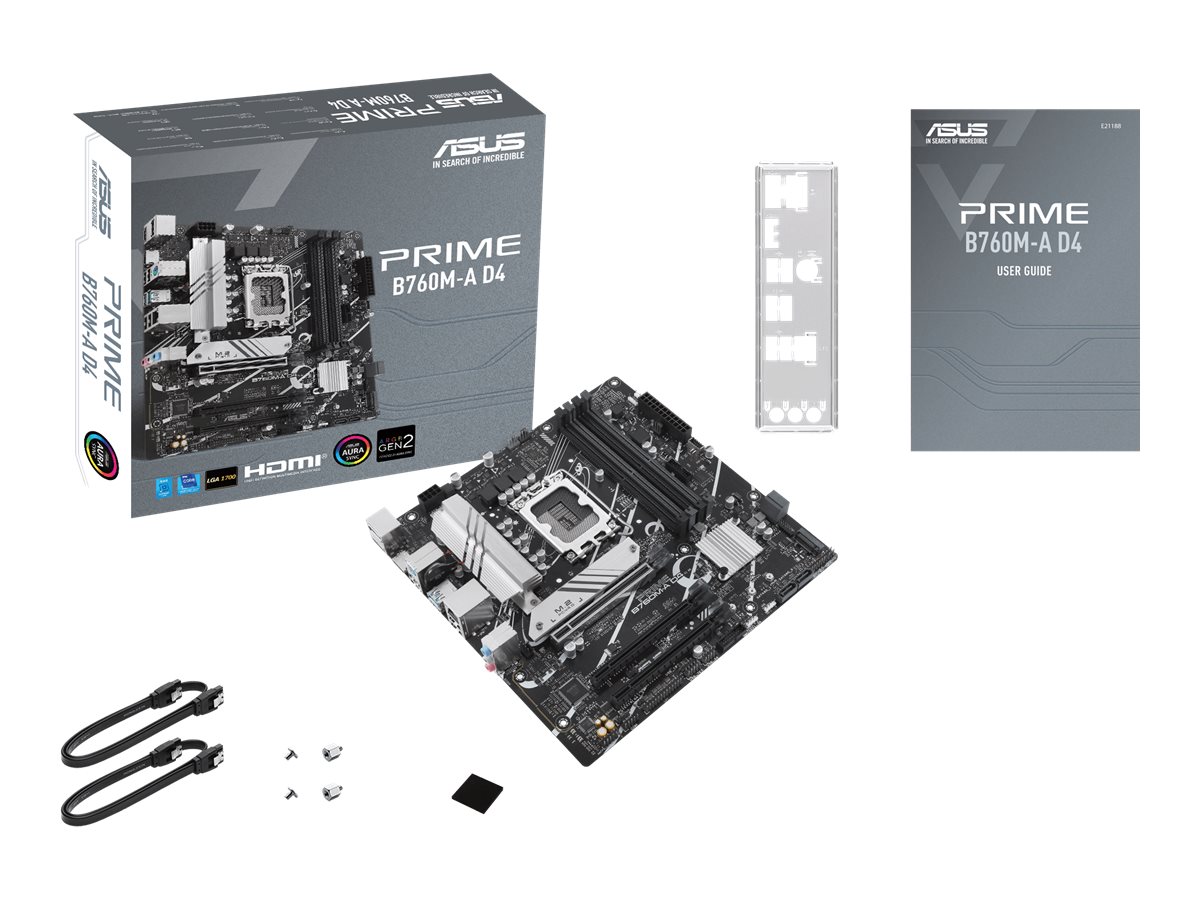 ASUS PRIME B760M-A D4 - Motherboard - micro ATX - LGA1700 Socket - B760 Chipset - USB 3.2 Gen 1, USB 3.2 Gen 2, USB-C 3.2 Gen 1 - 2.5 Gigabit LAN - onboard graphics (CPU required) - HD Audio (8-channel) - Image 4