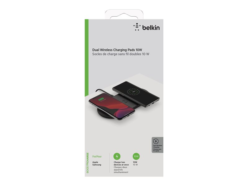Belkin BoostCharge Dual Wireless Charging Pads wireless charging pad - + AC power adapter - 10 Watt - Image 9