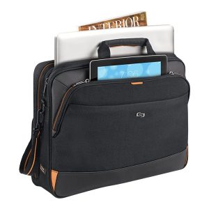 SOLO Urban Ultra Multicase - Notebook carrying shoulder bag - 17.3" - black, orange