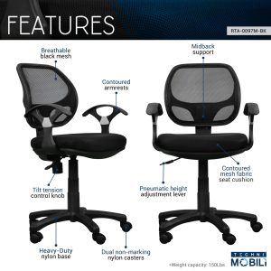 RTA Chair 0097M-BK Mesh Task
