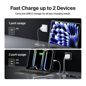 Belkin BoostCharge Pro power adapter - PPS and GaN technology - 2 x USB-C - 45 Watt