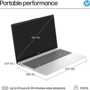 HP 15-FD0107DX Laptop - 15.6" FHD IPS Touchscreen Display - Intel Core i7-1255U Processor -16GB RAM - 512GB SSD - Intel Iris Xe Graphics - English Keyboard - Windows 11 - Natural Silver