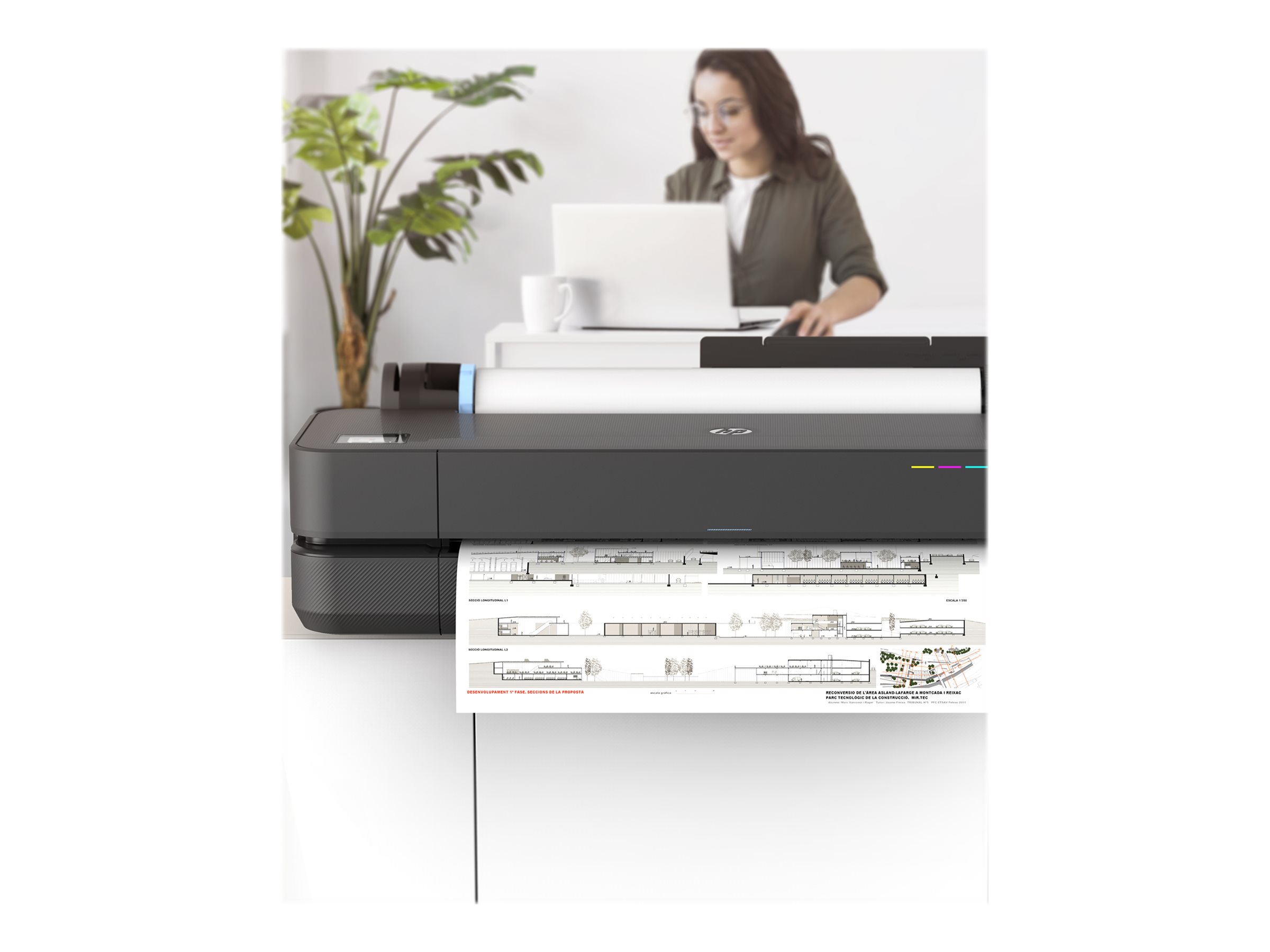 HP DesignJet T250 - 24" large-format printer - color - ink-jet - A1, ANSI D - 2400 x 1200 dpi - up to 0.5 min/page (mono) / up to 0.5 min/page (color) - USB 2.0, LAN, Wi-Fi - Image 3