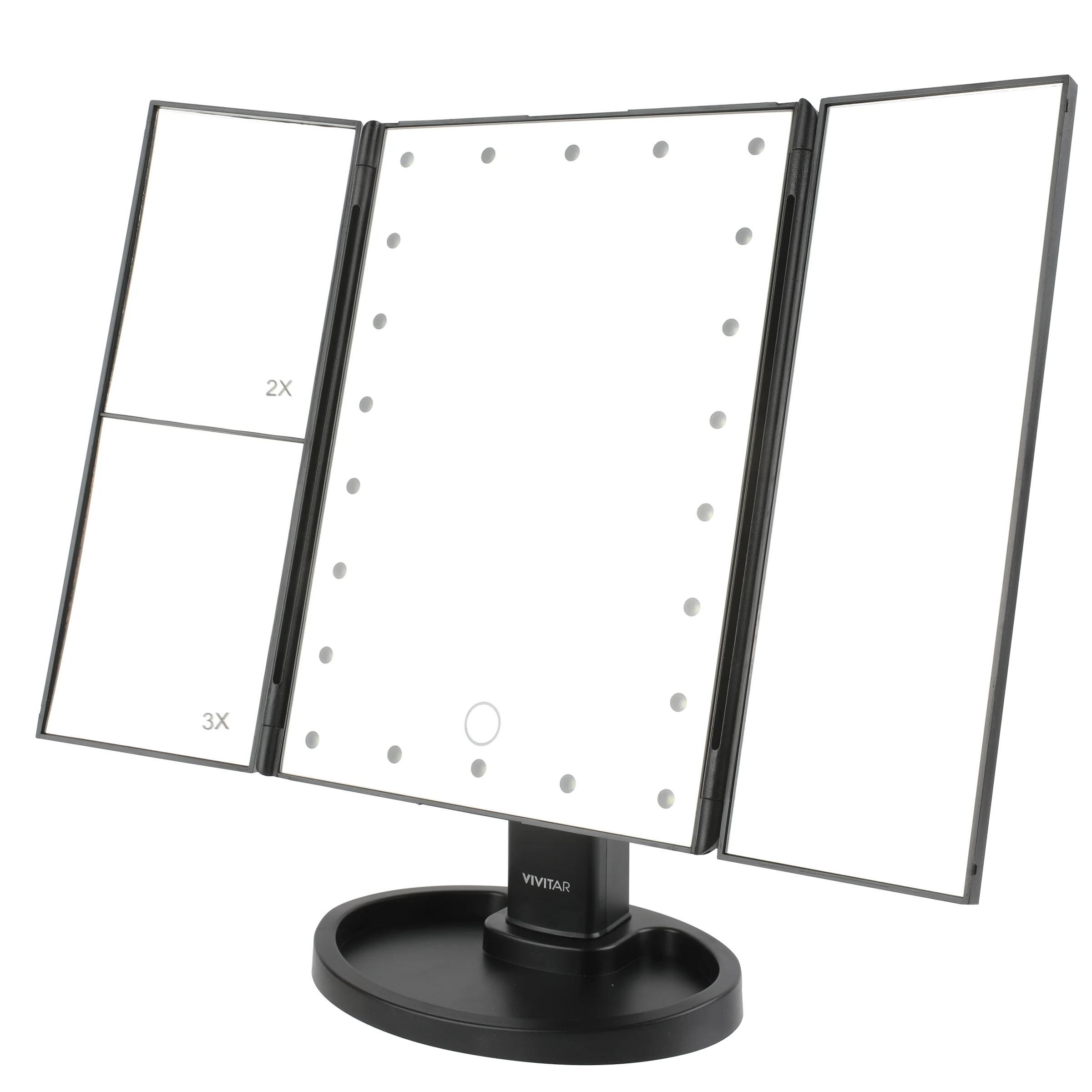 Hollywood Tri-Fold LED Light Up Vanity Mirror - Black
