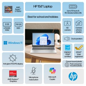 HP 15.6 inch Laptop - PC 15-fc0041wm - Silver - B5TH5UA#ABA