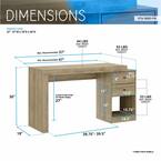 Techni Mobili Expandable Desk with Storage Drawers - Open Shelf  - Pine