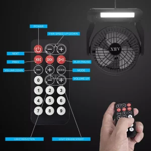 AudioBox Portable Fan - Solar Bluetooth Speaker - FM Radio - Flash Light - Hook Camping