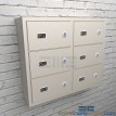 SIX COMPARTMENT SURFACE WALL MOUNT HAND GUN LOCKERS WITH MASTER KEY LOCKS, 25" WIDE X 6-1/2" DEEP X 20-1/8" HIGH